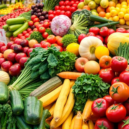 Colorful assortment of fresh fruits and vegetables