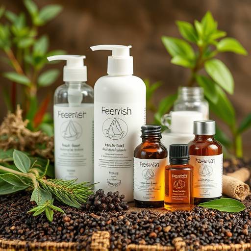 Display of natural skincare products made with herbs and oils
